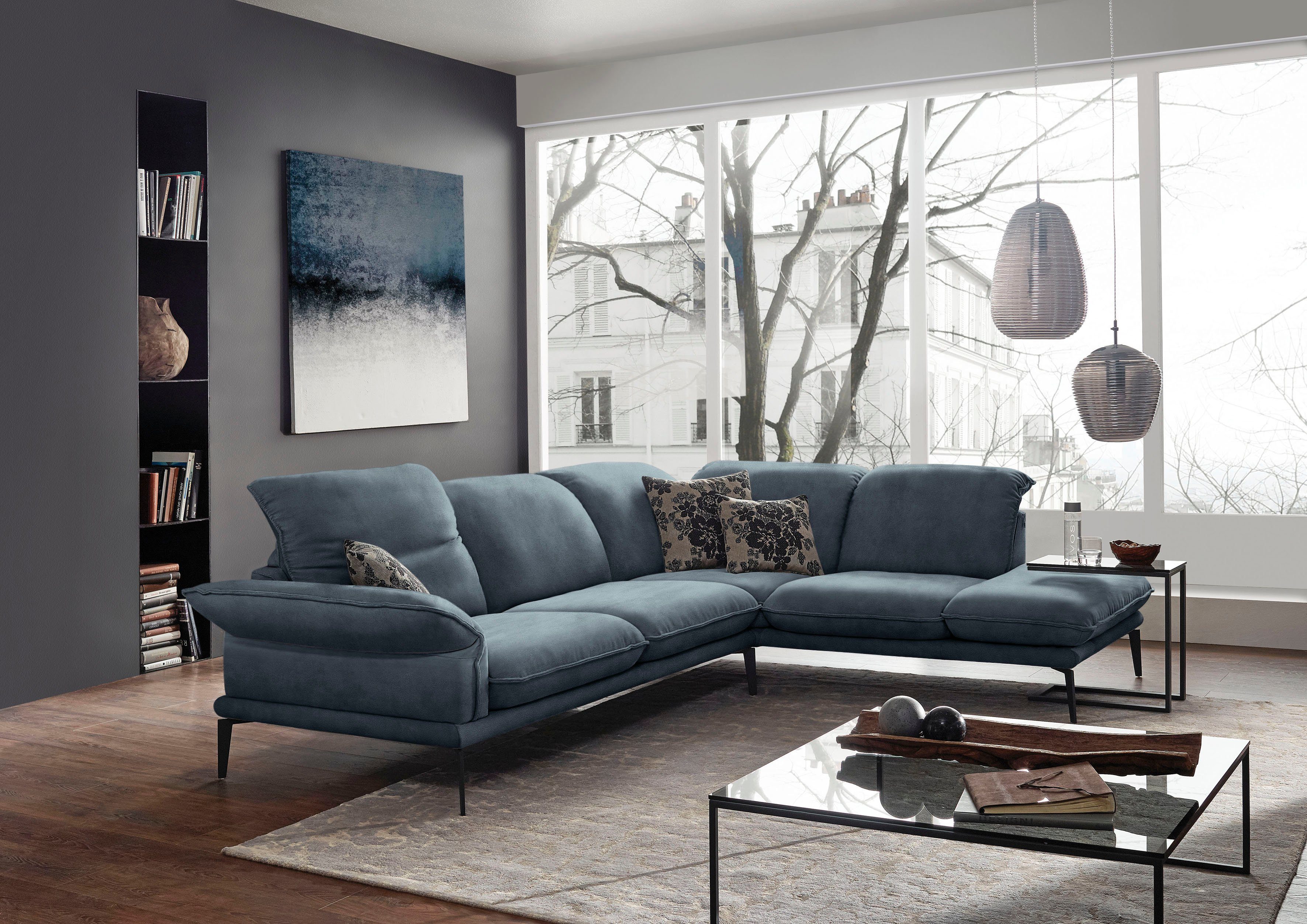 W.SCHILLIG Ecksofa sherry, mit Kopfstützenverstellung, Winkelfüße in Schwarz, Breite 302 cm