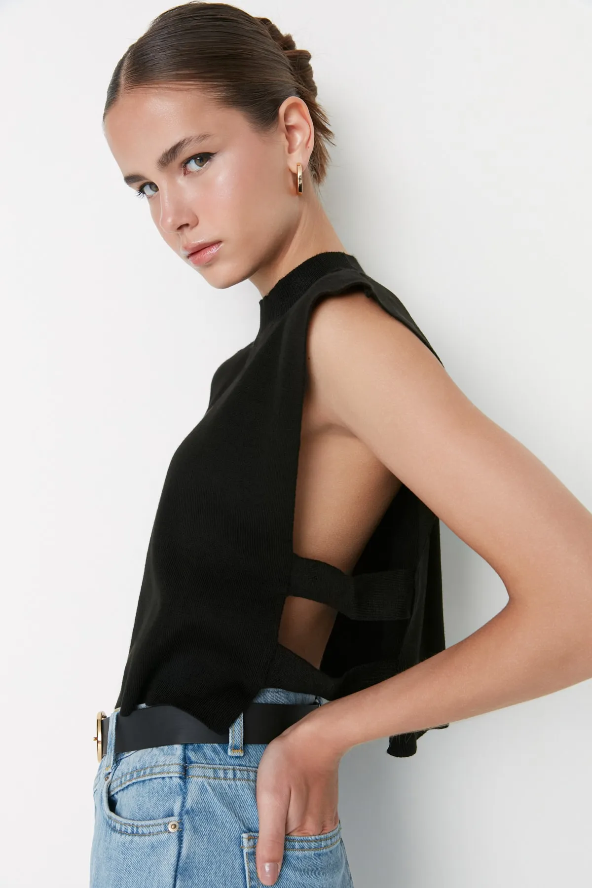 Trendyol Collection  Strickweste - Schwarz - Regular Fit
