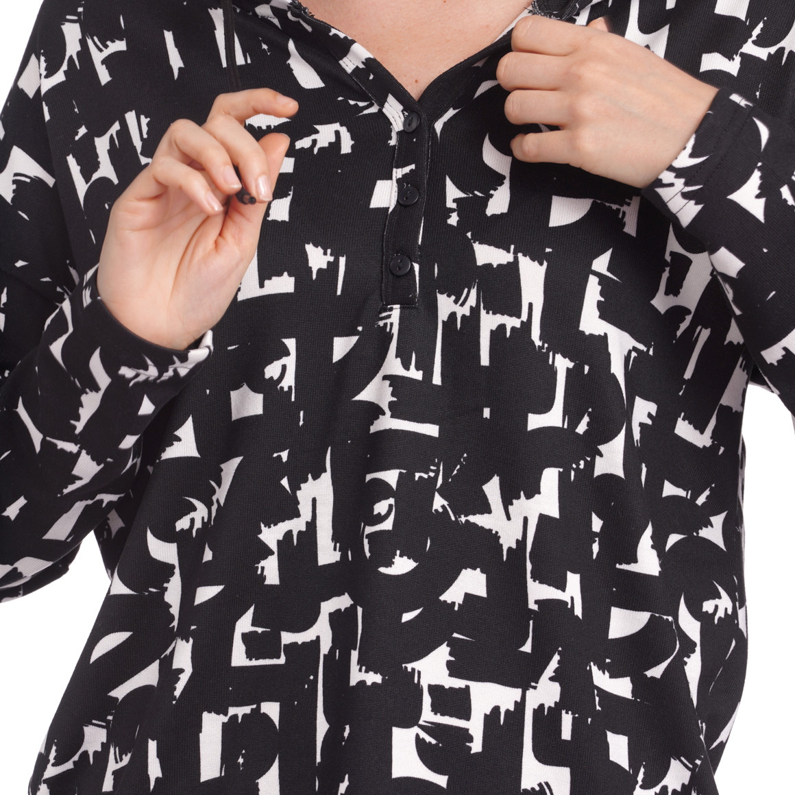 Damen Hoodie mit Knopfleiste