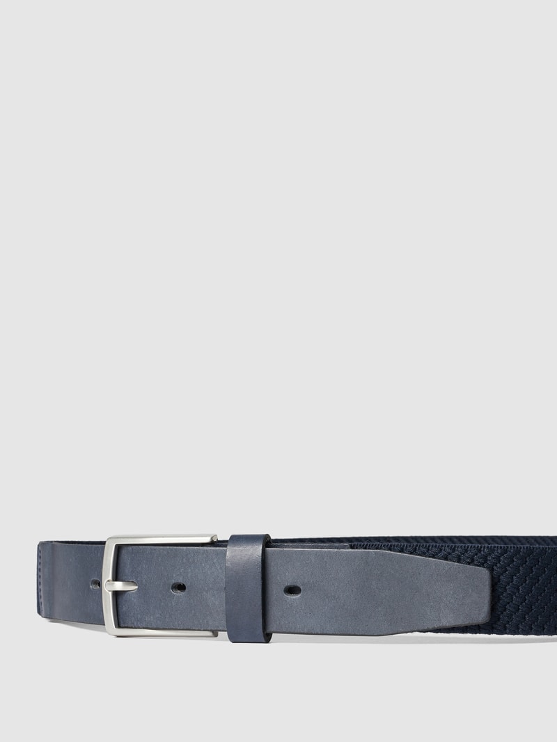Gürtel aus Leder und Textil in marineblau