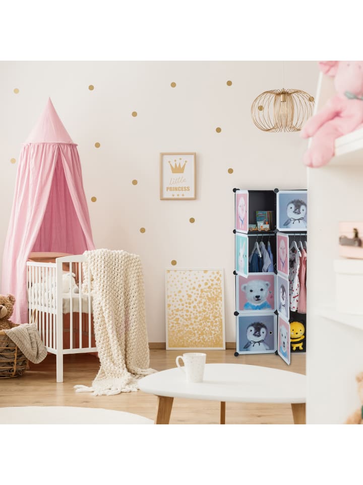 relaxdays Kinder Steckregal in Schwarz/ Bunt - (B)109x (H)145 x (T)37 cm günstig kaufen onesize