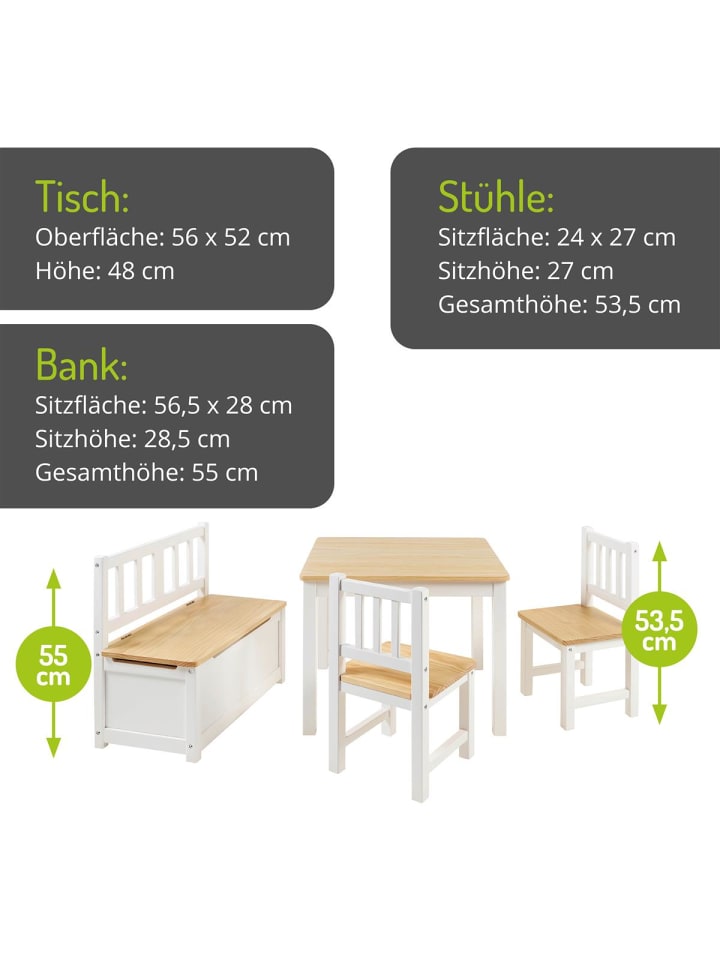 BOMI 4-tlg. Kindersitzgruppe Anna in Natur / weiß günstig kaufen onesize