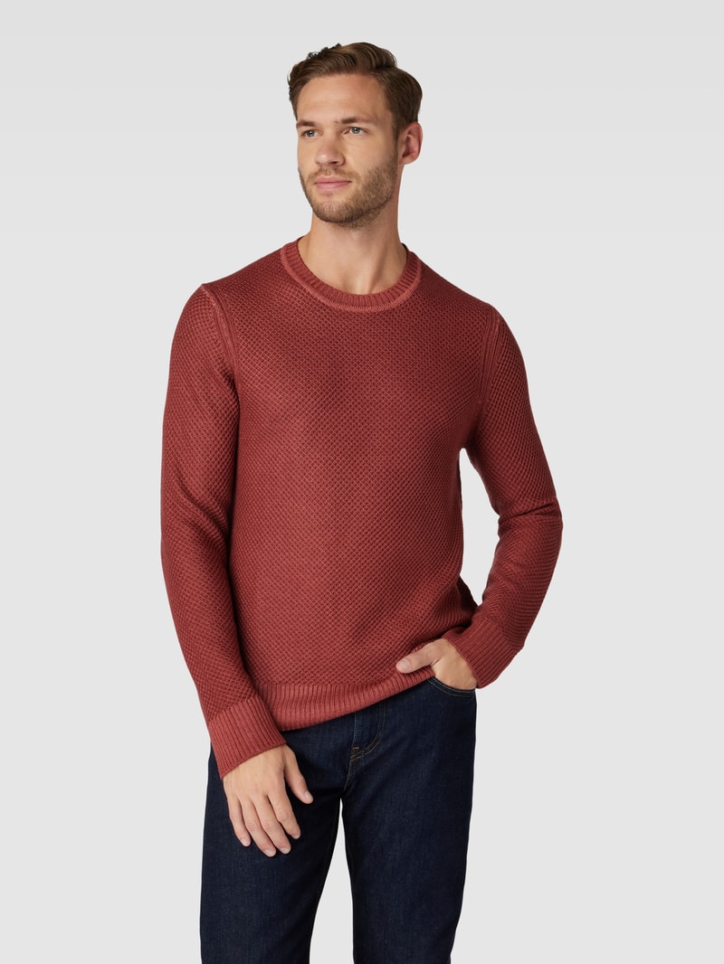Strickpullover aus Schurwolle Modell 'Willon' in bordeaux rot
