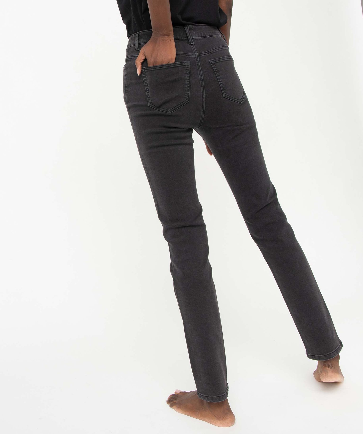 Jean femme slim à taille haute denim - L30 noir | GEMO