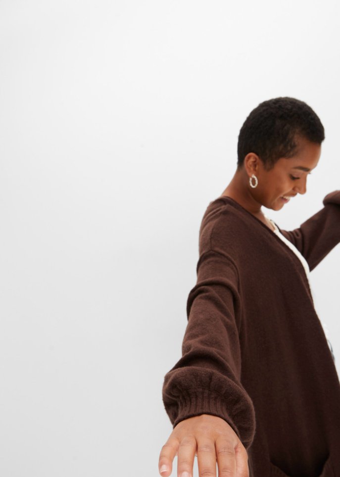 Oversize-Strickjacke in Midilänge
