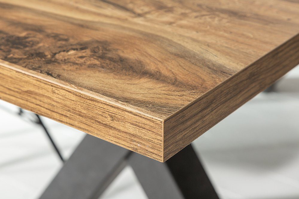 riess-ambiente Esstisch MONTREAL 140-190cm natur / schwarz, Eichen-Optik · X-Gestell · ausziehbar · Industrial