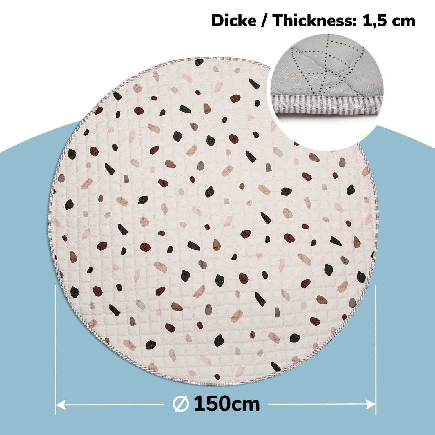 Krabbeldecke für Baby 1,5m, Krabbelmatte, Spielmatte mit Rutschfester Unterseite, Hakuna Matte