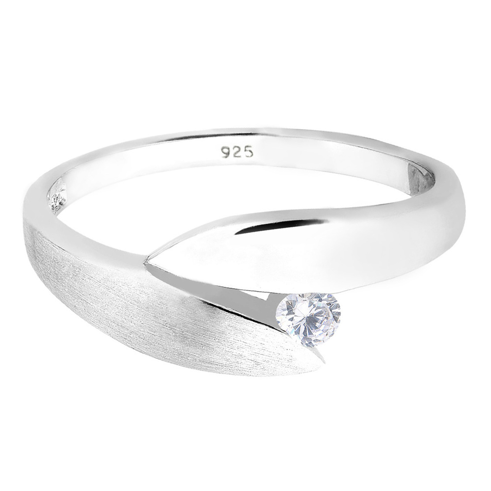 Elli Elli Bague Solitaire Enveloppé Cristaux de Zircone 925 Argent Bague