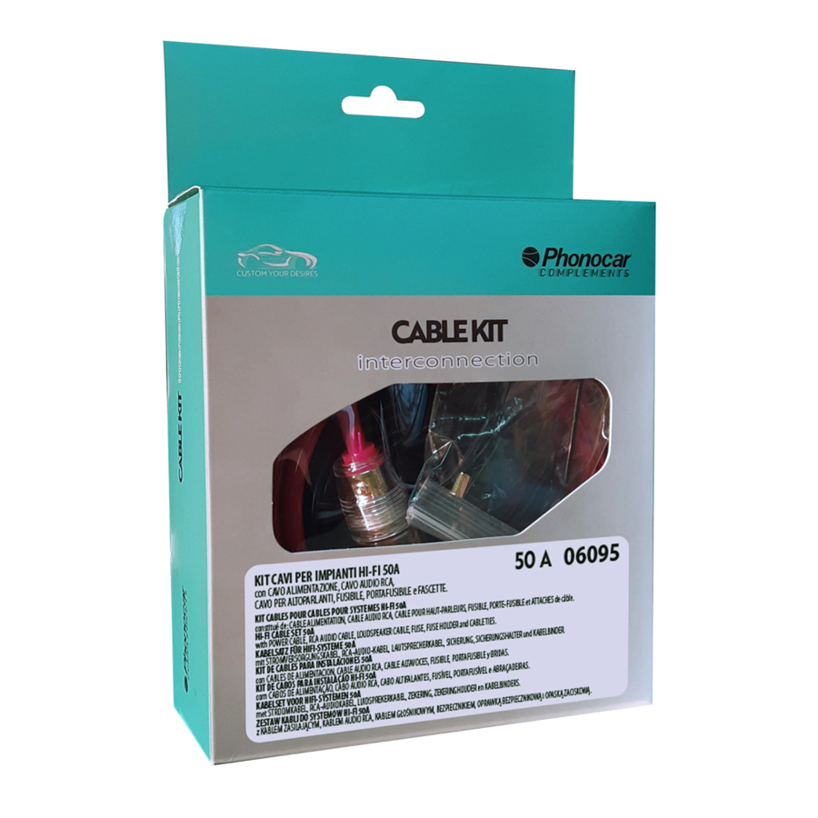 Kabelkit für Verstärker 06095, von Phonocar, 50 A - ATU