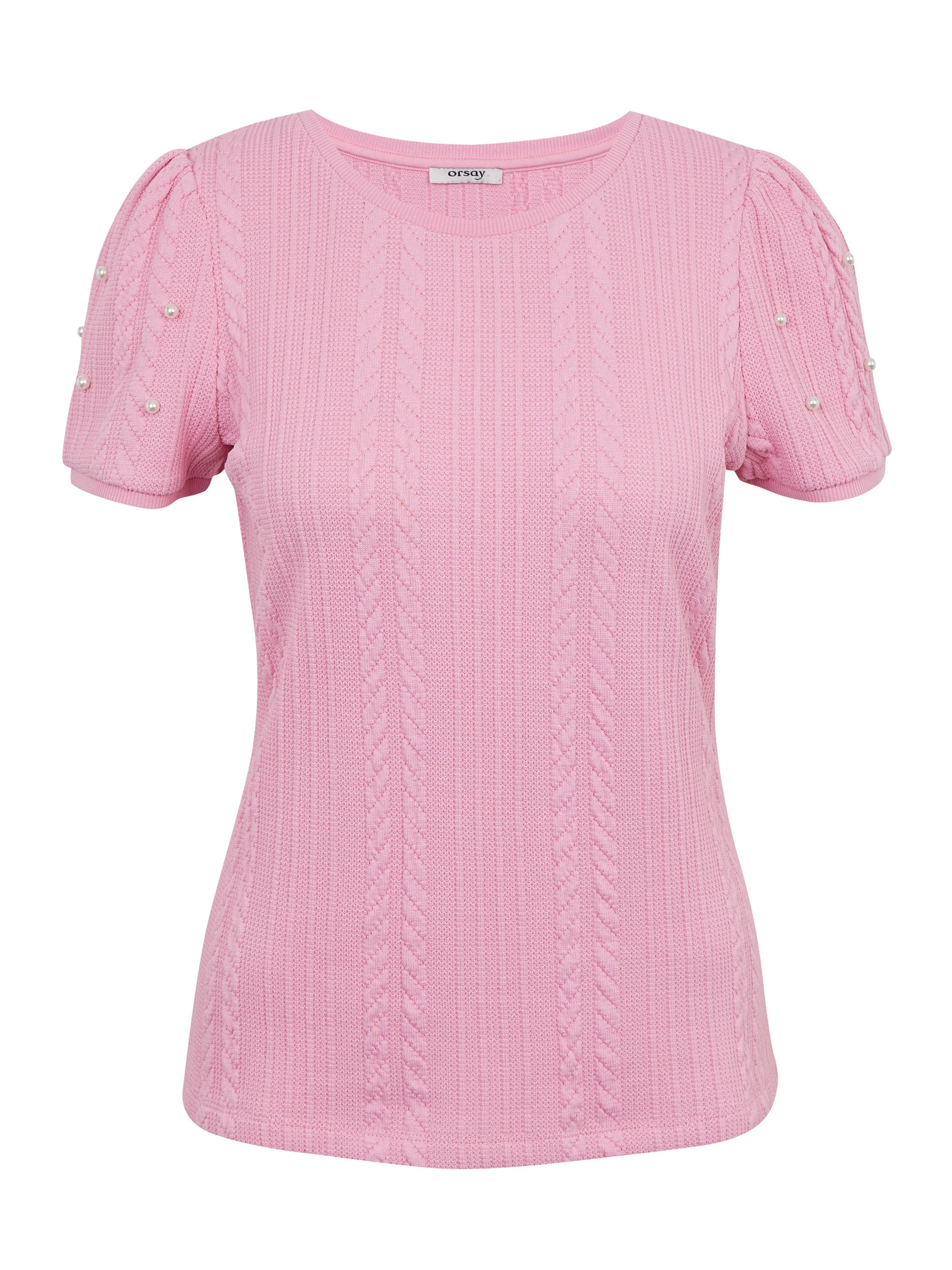 Rosa Damen-T-Shirt mit dekorativen Details ORSAY