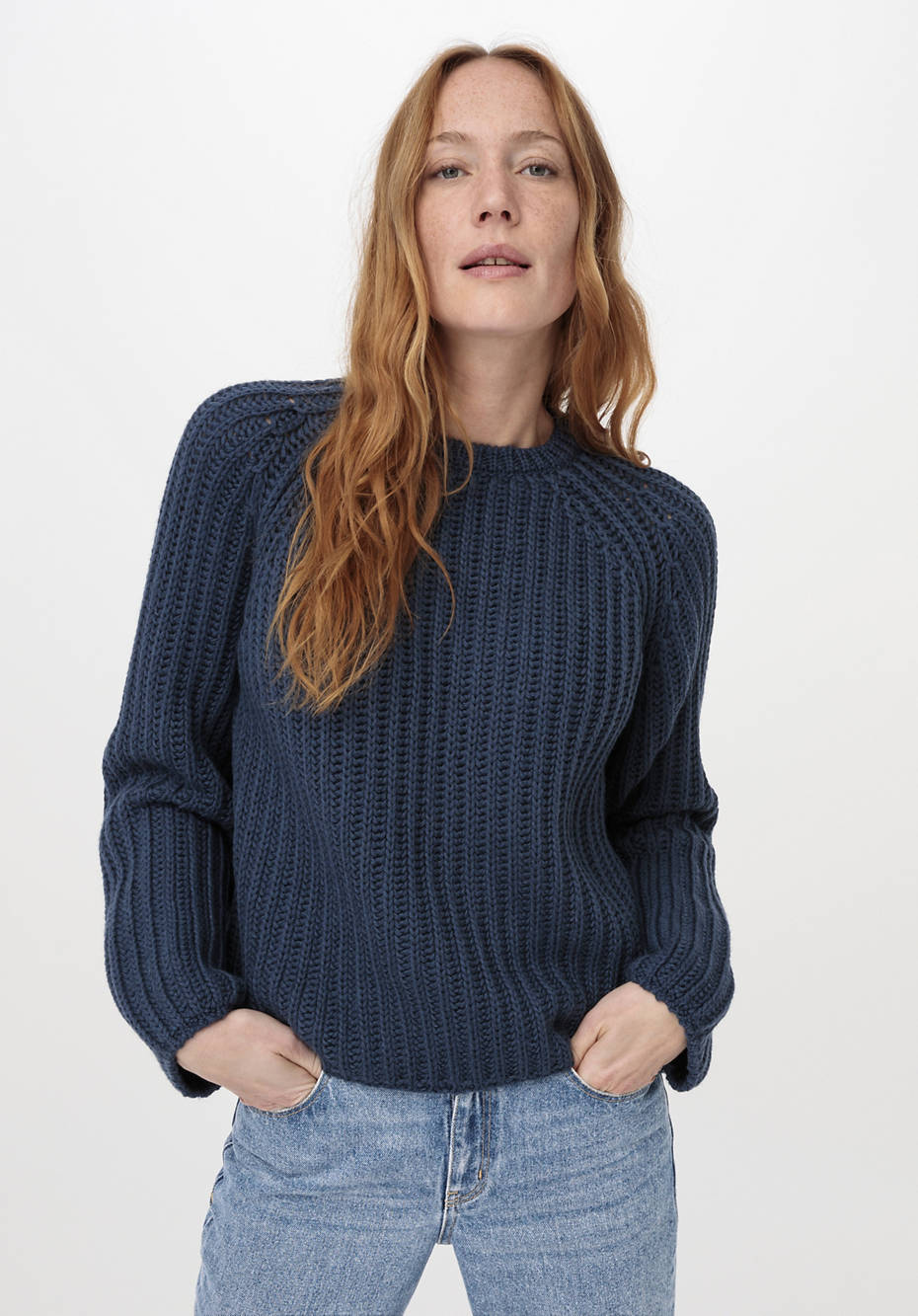 Raglan-Pullover aus Bio-Baumwolle und Bio-Merinowolle