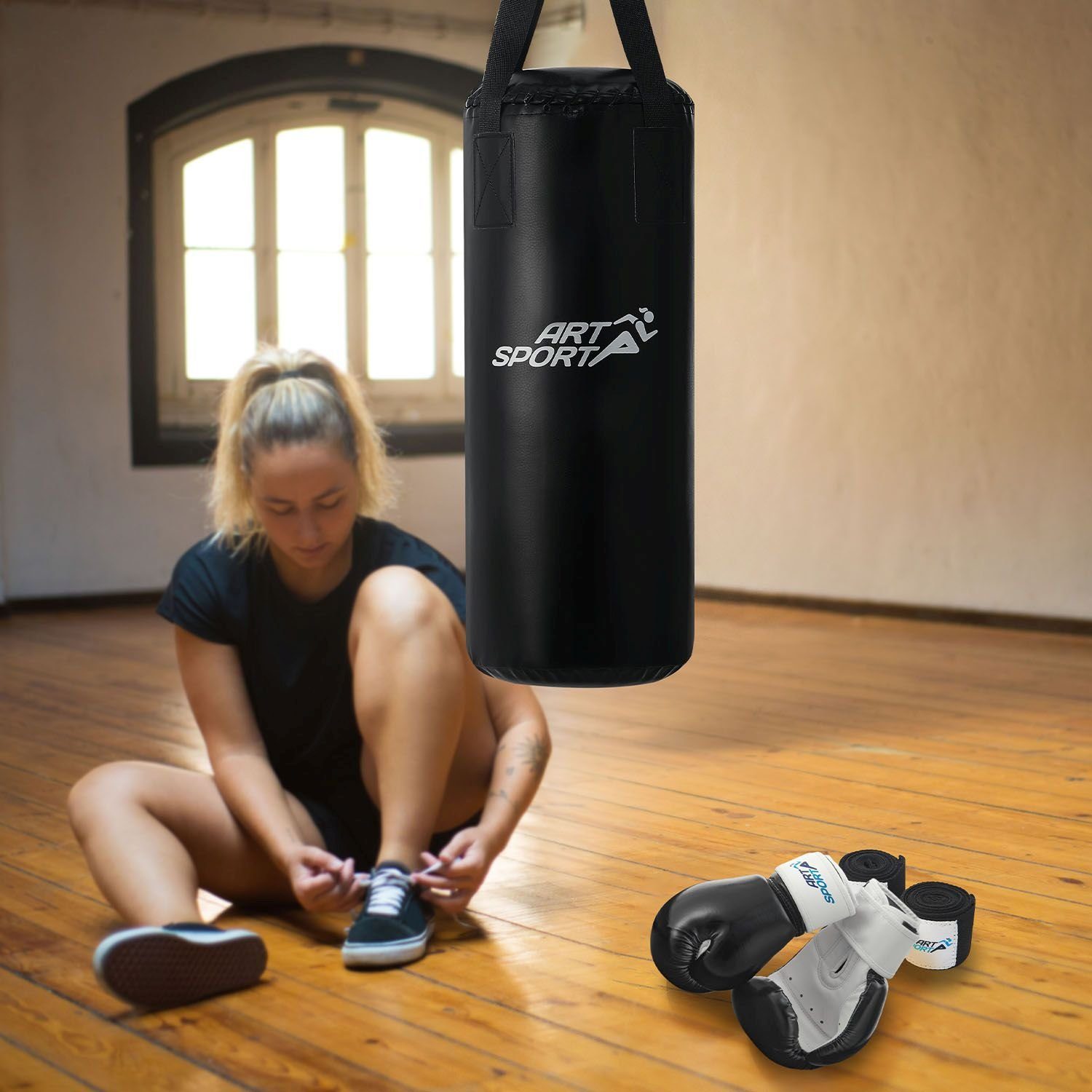 ArtSport Boxsack Boxsack, inkl. hochwertige Boxhandschuhe, pflegeleicht, mit Deckenhalterung