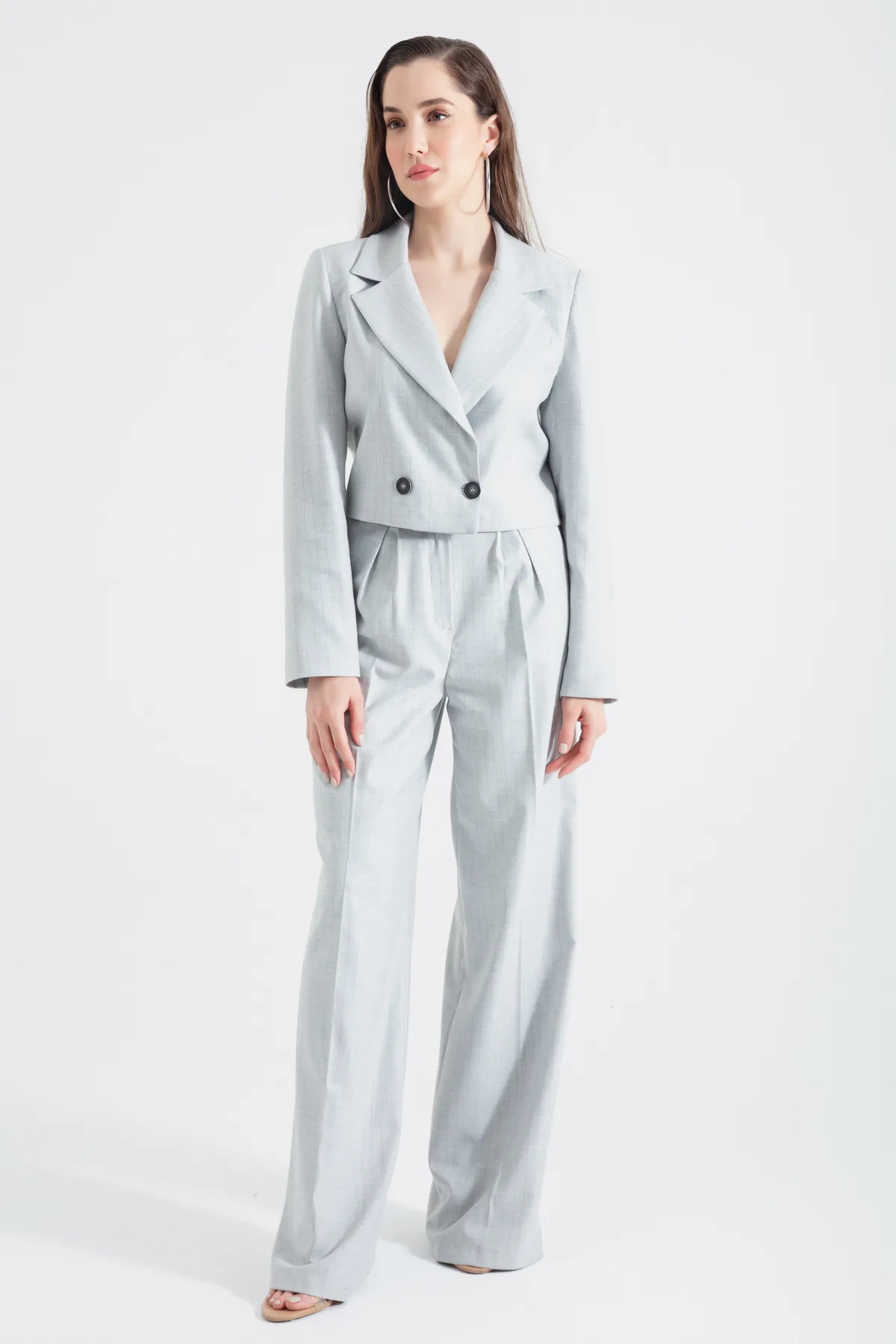 Lafaba  Graues Jacken-Hosen-Set für Damen