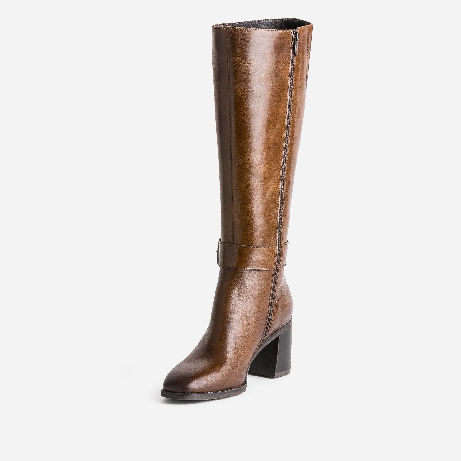 Botte marron en cuir à talon