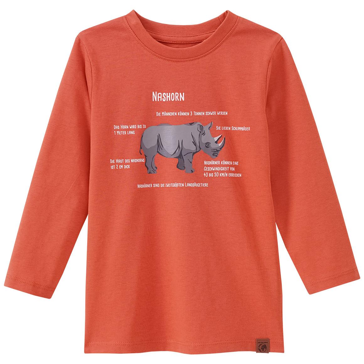 Kinder Langarmshirt mit Nashorn-Print