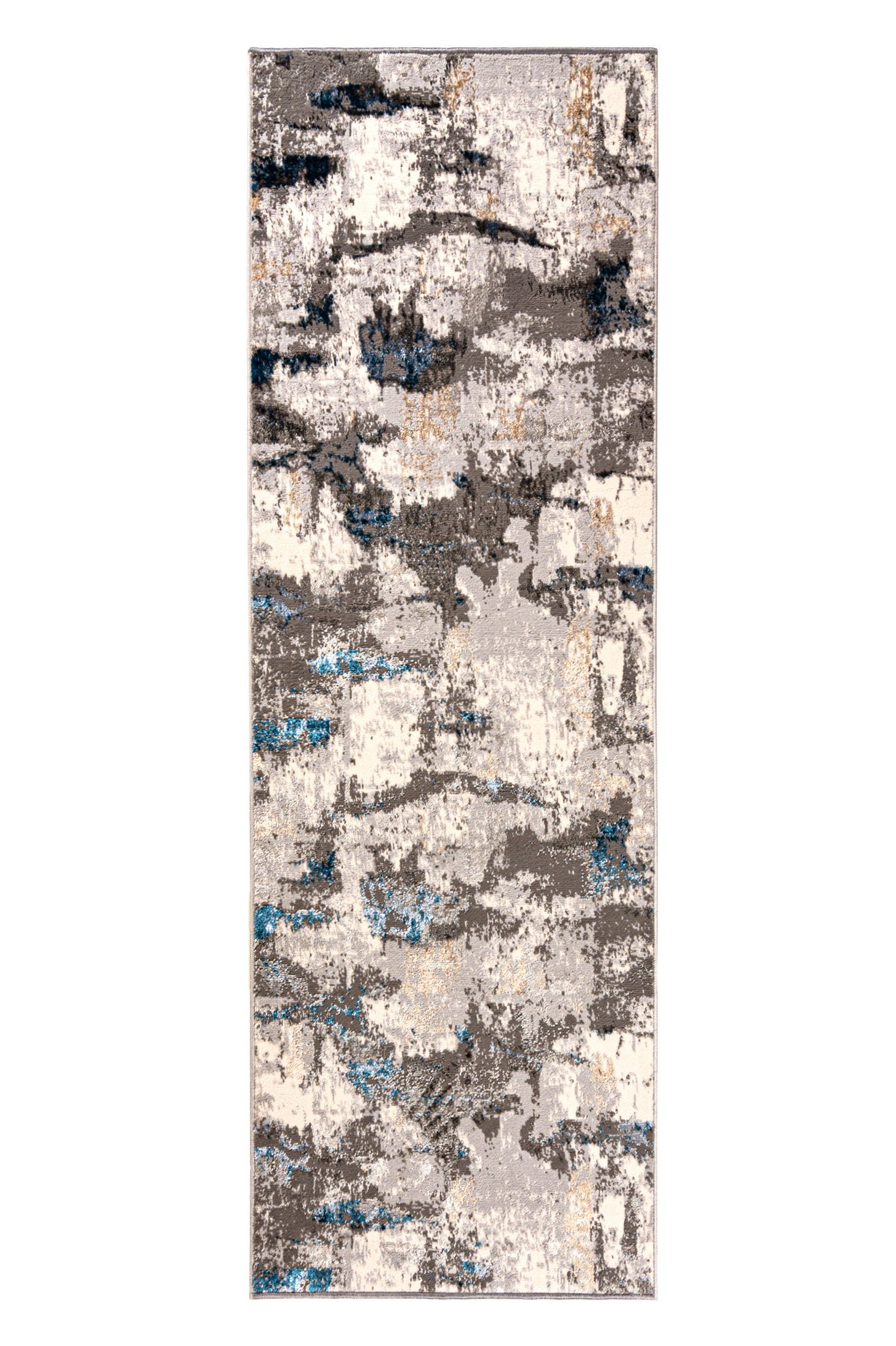 Läufer Läufer Flurläufer Modern für Vorzimmer - Abstrakt - Beige Grau Blau, Mazovia, 60 x 100 cm, Kurzflor, Meterware, Höhe 8 mm, Kurzflor - niedrige Florhöhe