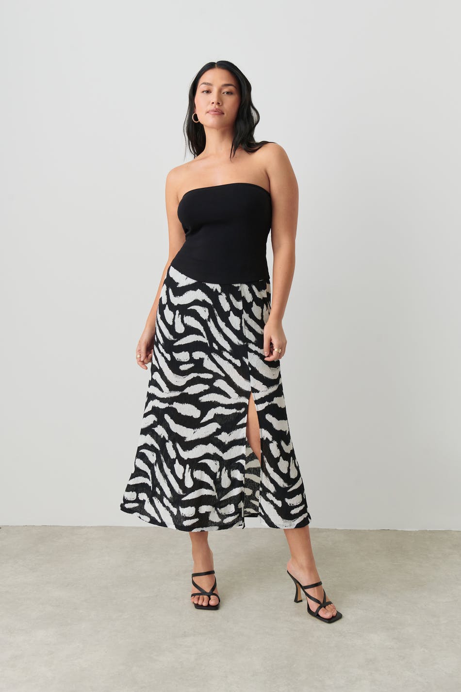Crinkled midi skirt