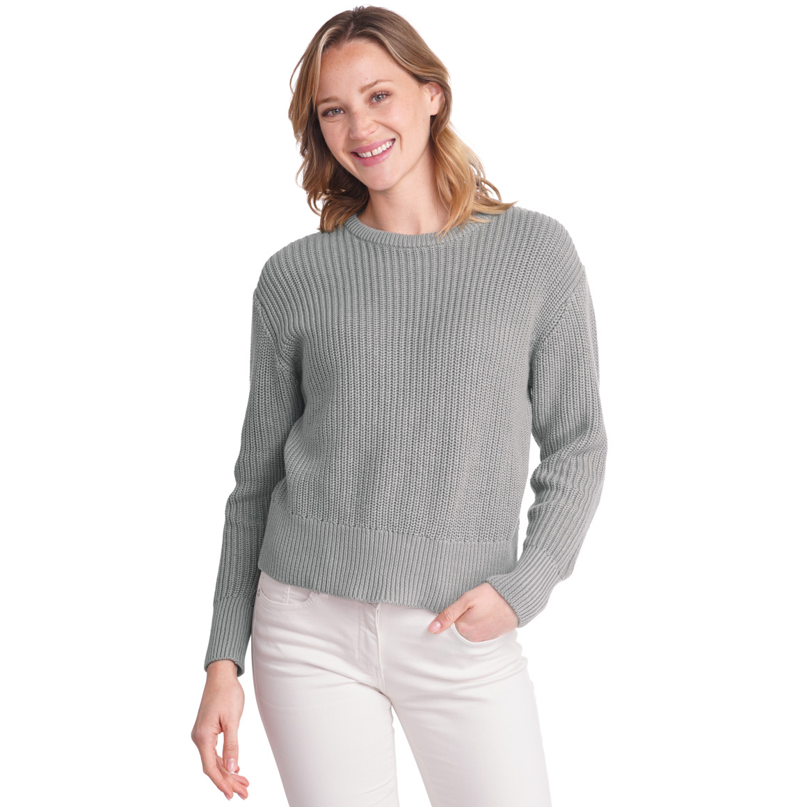 Damen Strickpullover mit Rundhalsausschnitt