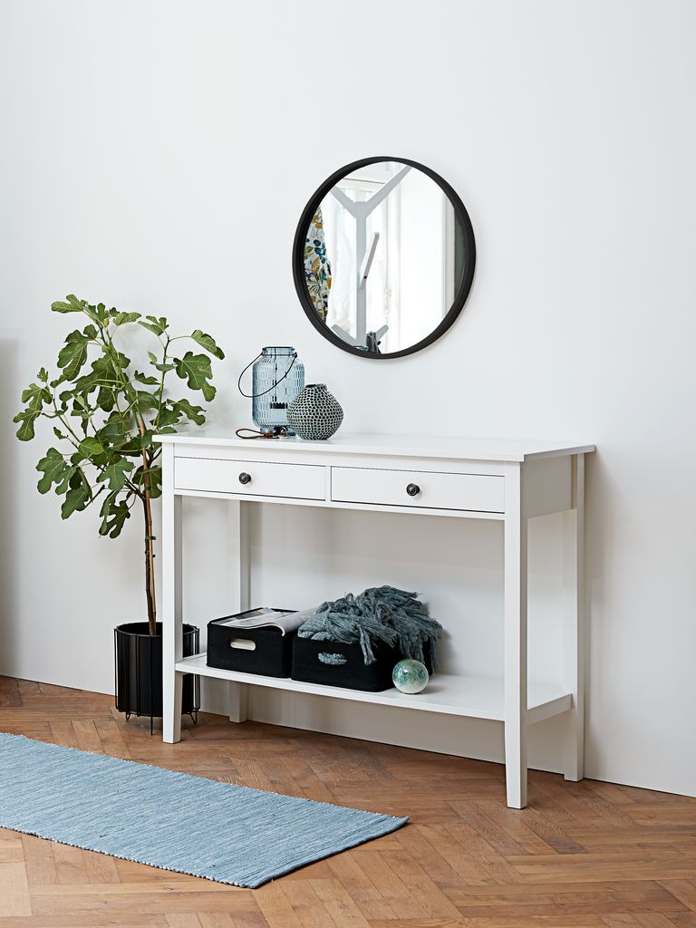 Konsola NORDBY 40x110 2 szuflady 1 półka biała