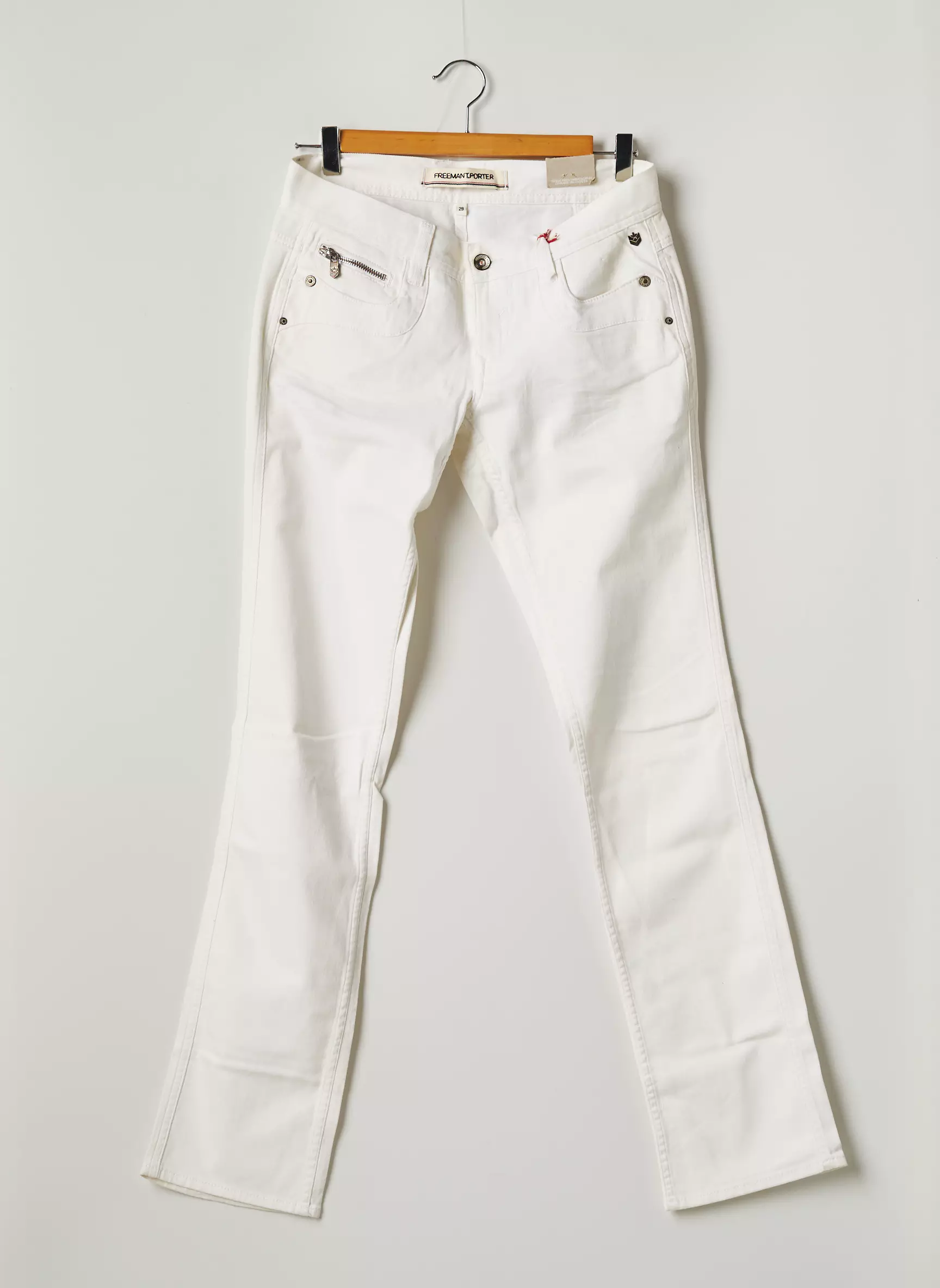 Freeman T Porter Jeans Coupe Droite Femme couleur blanc