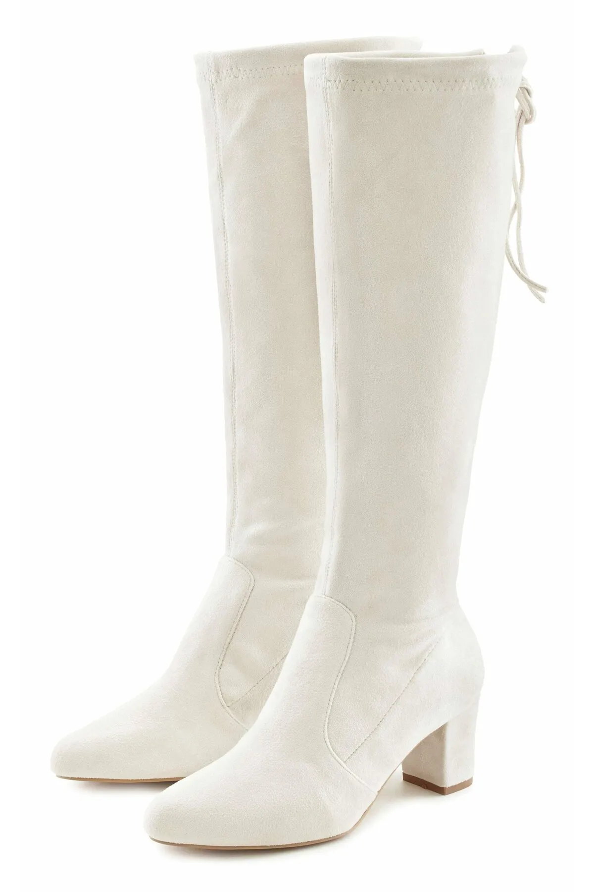 LASCANA  Stiefelette - Weiß - Blockabsatz