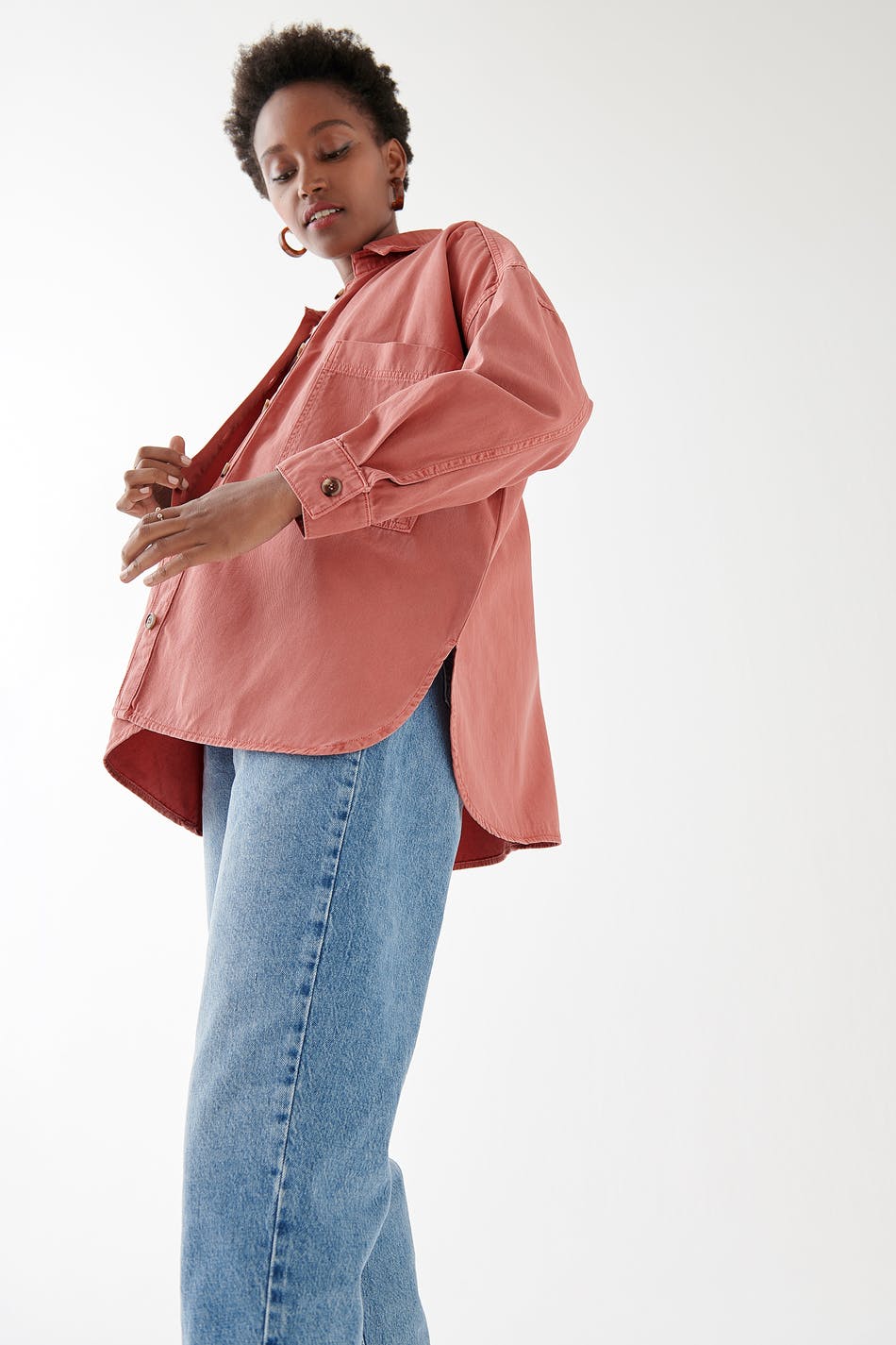 Oversized denim shirt