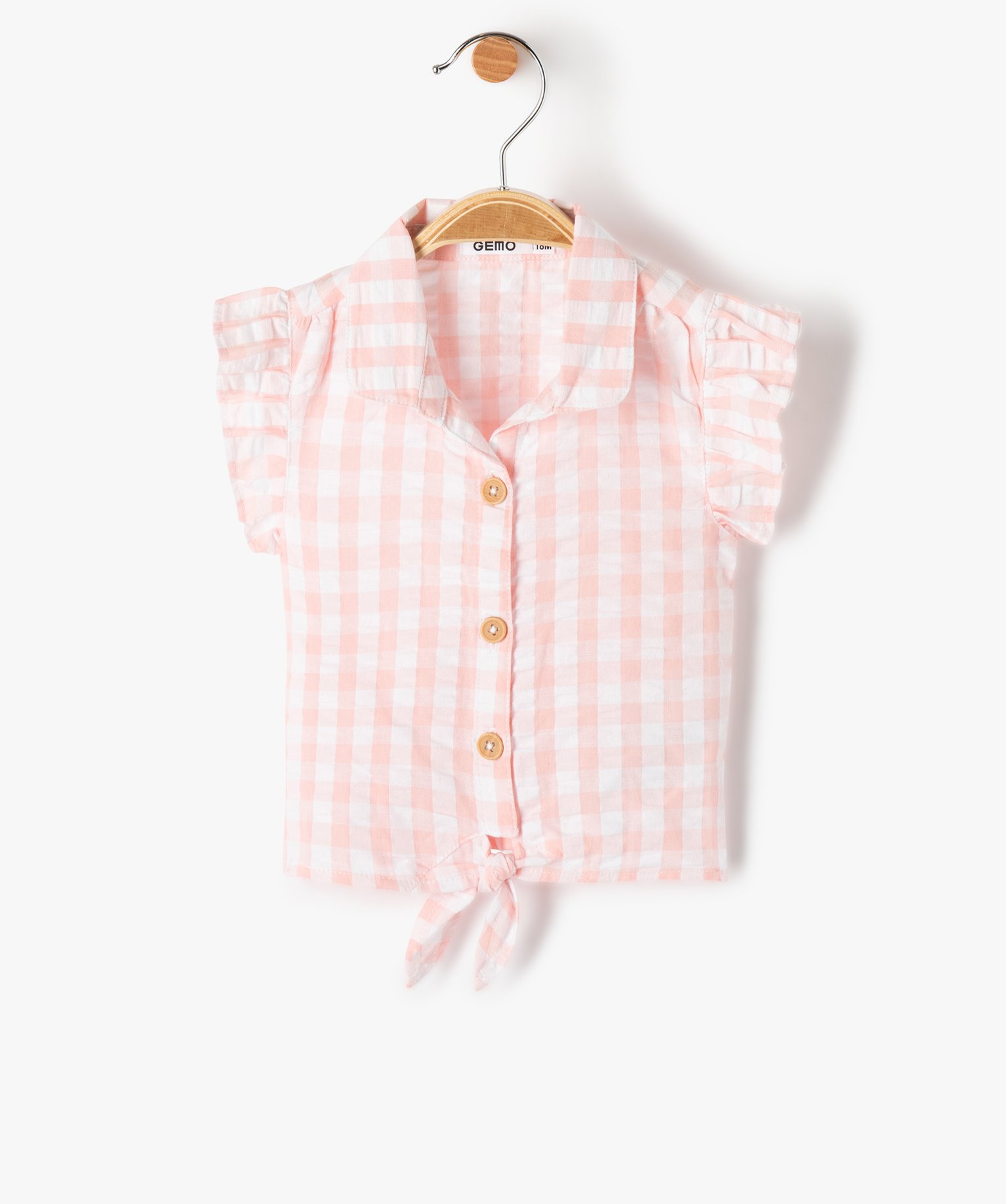 Blouse bébé fille rayée à manches volantées et pattes à nouer