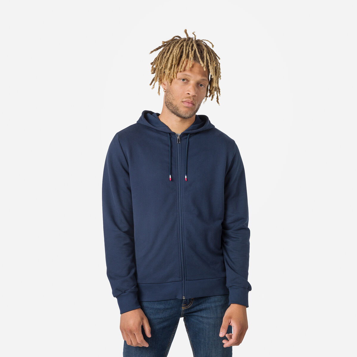 Herrensweatshirt mit Kapuze, Logo und durchgehendem Reißverschluss