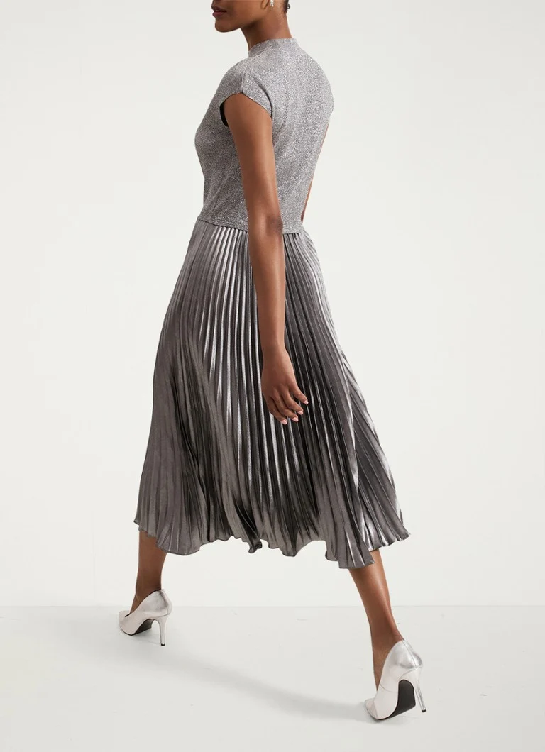 Phase Eight Jayla midi dress with pleated and metallic finish