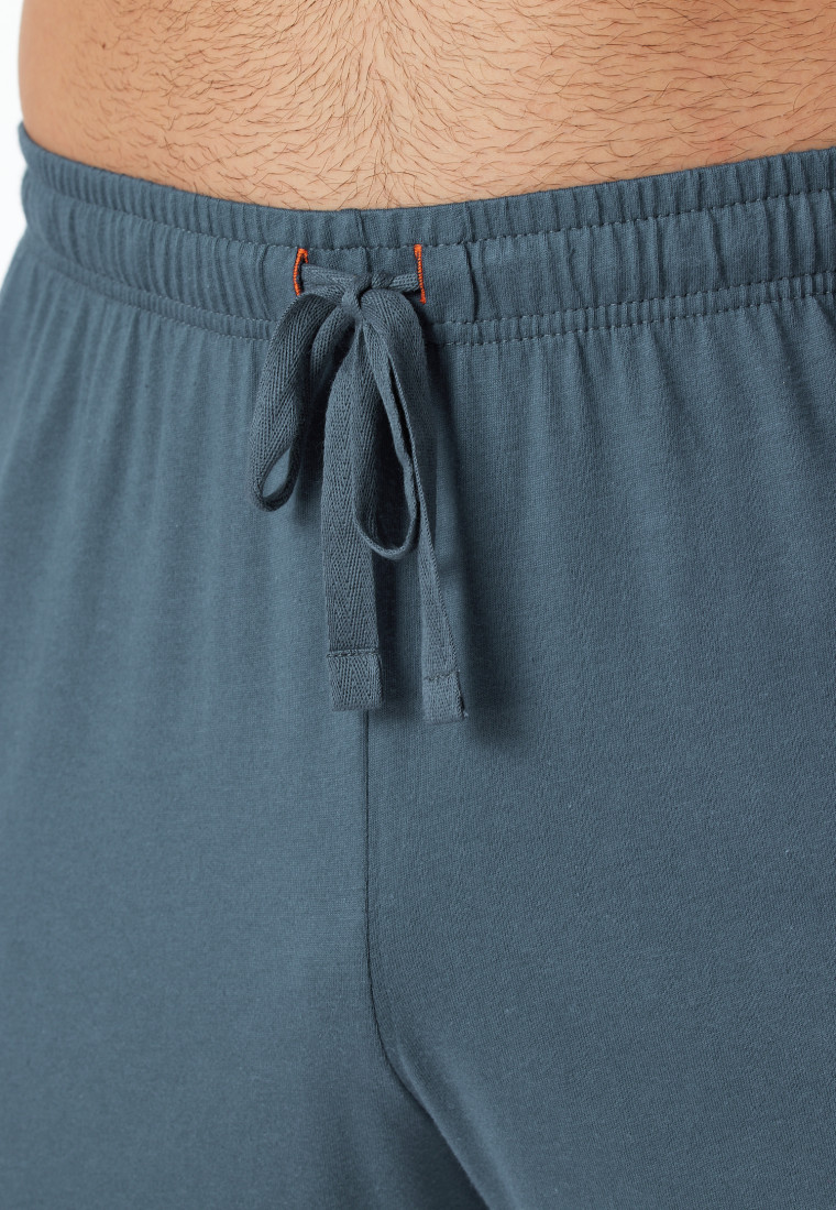 Schlafanzug lang Streifen jeansblau - Casual Nightwear