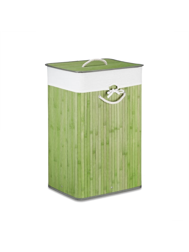 relaxdays 2 x Wäschekorb in Grün - (B)43,5 x (H)65,5 x (T)33,5 cm günstig kaufen onesize