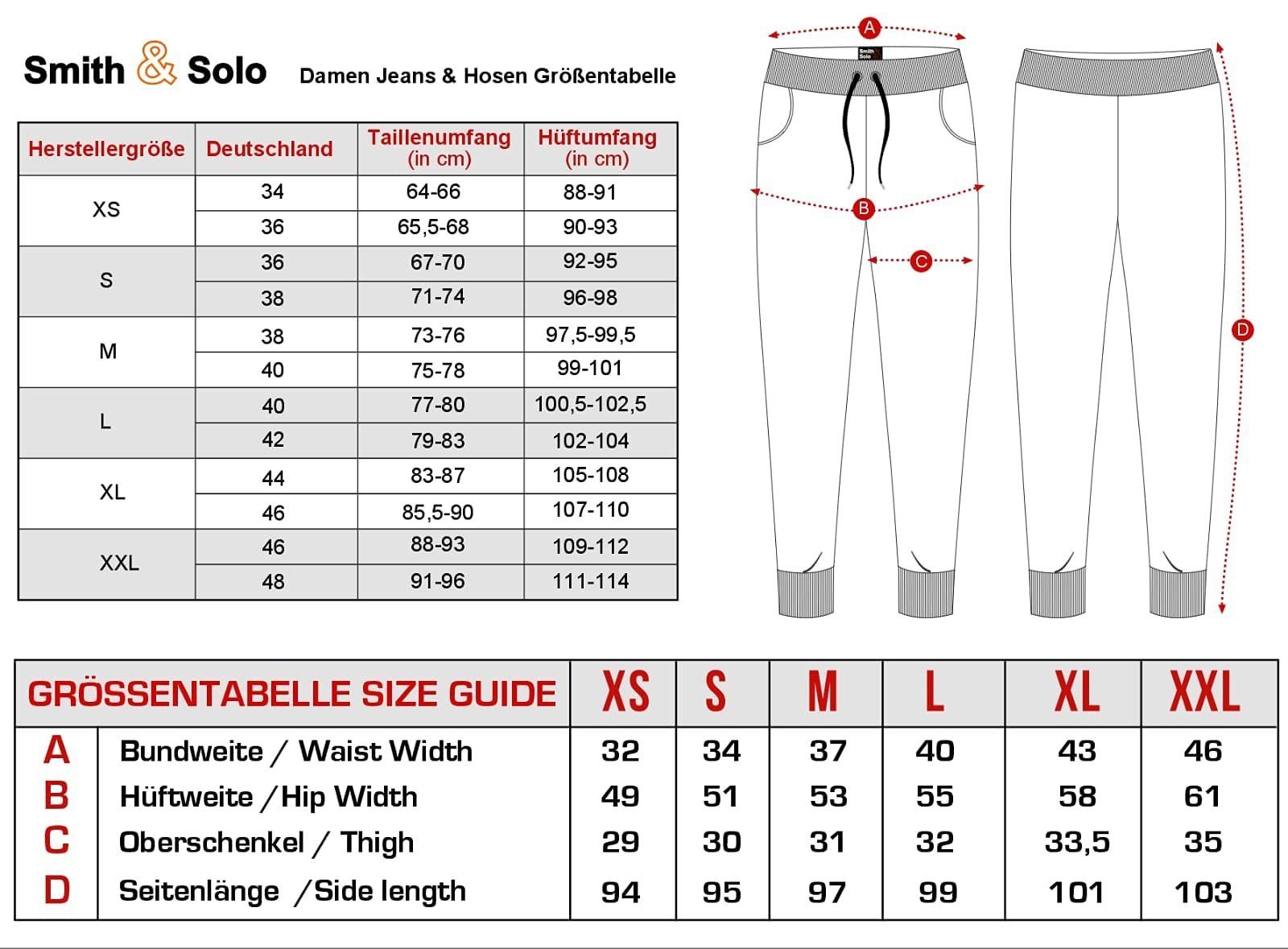Smith & Solo Sweathose Jogginghose Damen (1-tlg) Baumwolle, Slim Fit, Lycra