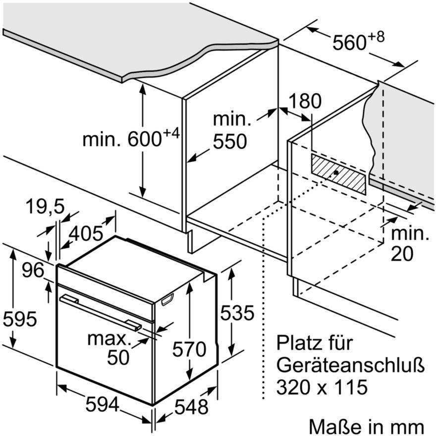 BOSCH Einbaubackofen 4 HBA533BS1, mit Teleskopauszug nachrüstbar, ecoClean Direct