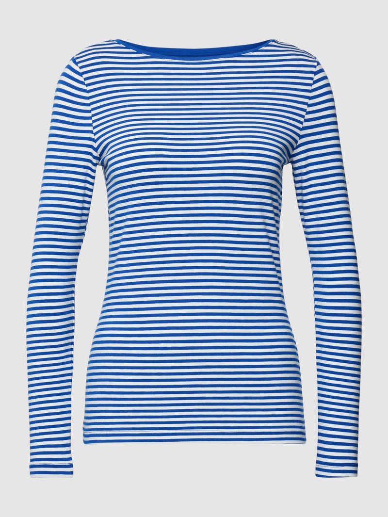 Longsleeve mit Streifenmuster und U-Boot-Ausschnitt in himmelblau