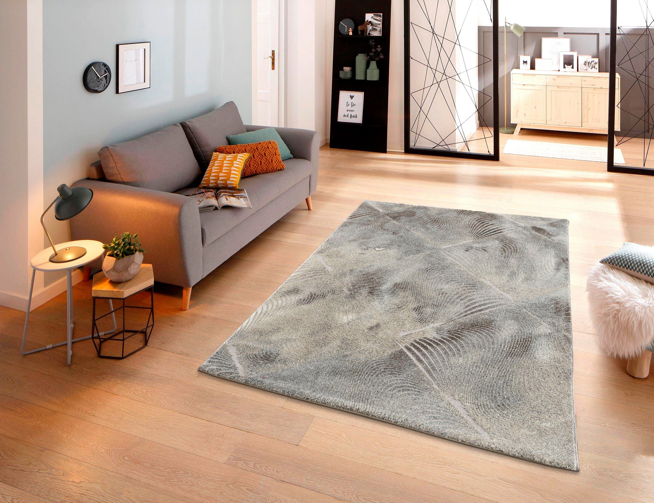 Teppich Falco, Home affaire, rechteckig, Höhe: 12 mm, mit Glanzgarn, Kurzflor, idealer Teppich für Wohnzimmer & Schlafzimmer