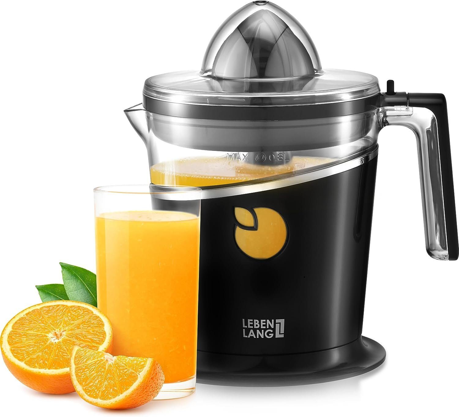Lebenlang Küchenmaschine Saftpresse elektrisch - Verstellbares Sieb - Orangenpresse, 40,00 W, 800ml Orangensaftpresse elektrisch Zitronenpresse