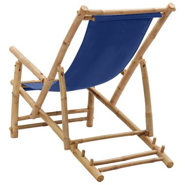 vidaXL Gartenstuhl Liegestuhl Bambus und Canvas Marineblau (1 St)