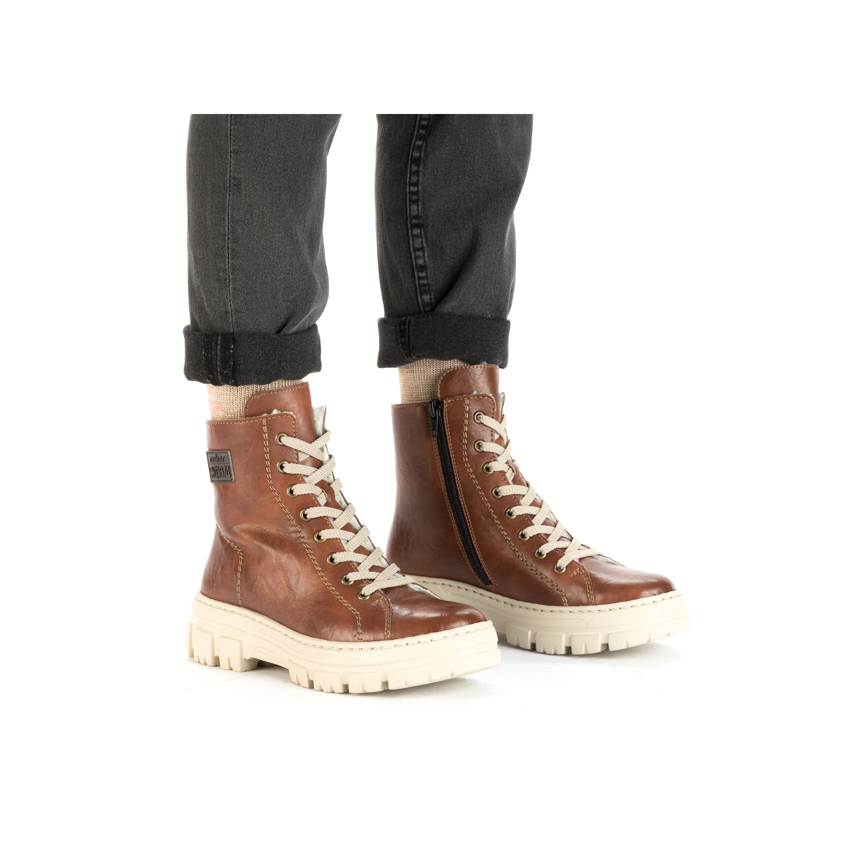 Rieker Damen Schnürstiefel kastanienbraun