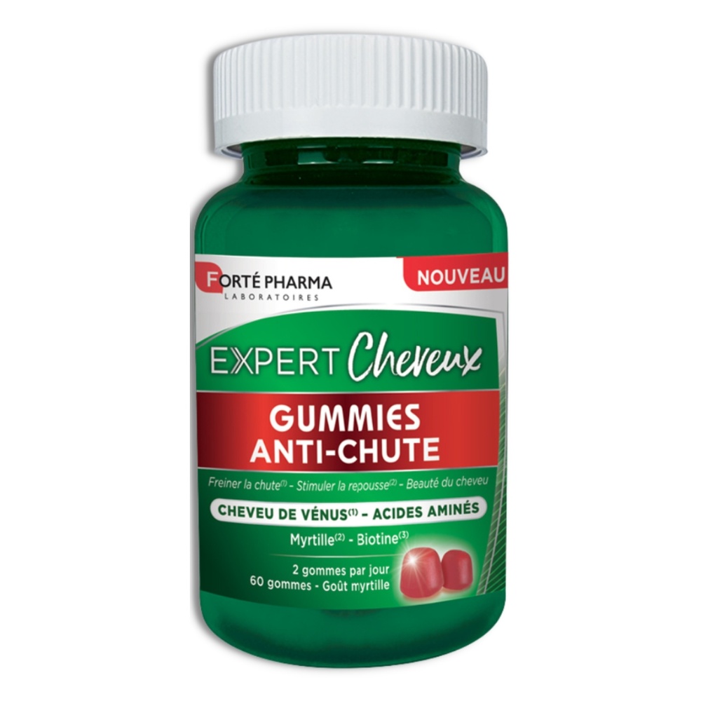 FORTE PHARMA Expert Cheveux Gummies Anti Chute - Gummies Chute de Cheveux - Biotine Complément alimentaire anti-chute de cheveux en gummies
