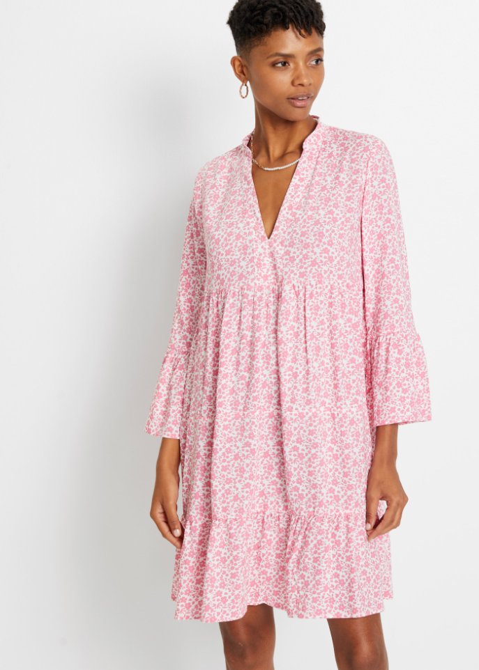 Kleid mit Volants aus nachhaltiger Viskose