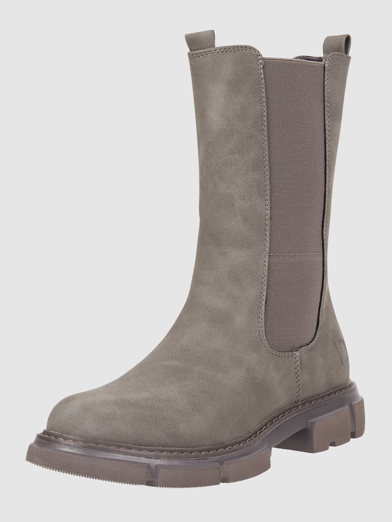 Stiefel in Leder-Optik in mittelgrau