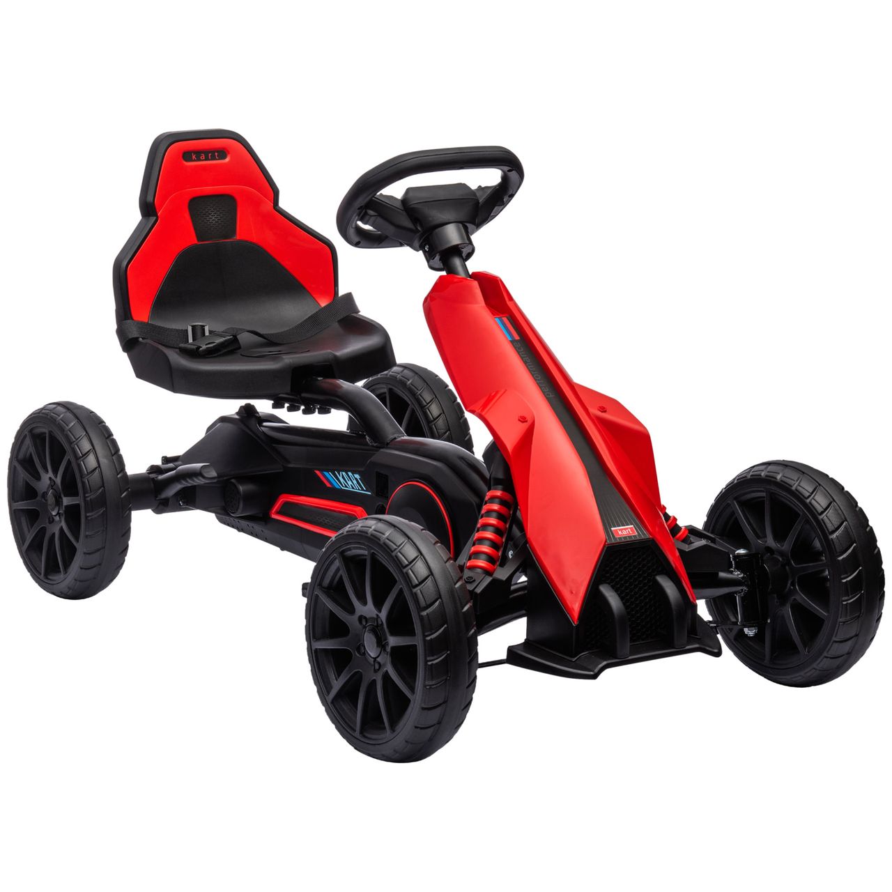 HOMCOM Gokart, Kinderfahrzeug mit verstellbarem Sitz, Tretfahrzeug, Rot