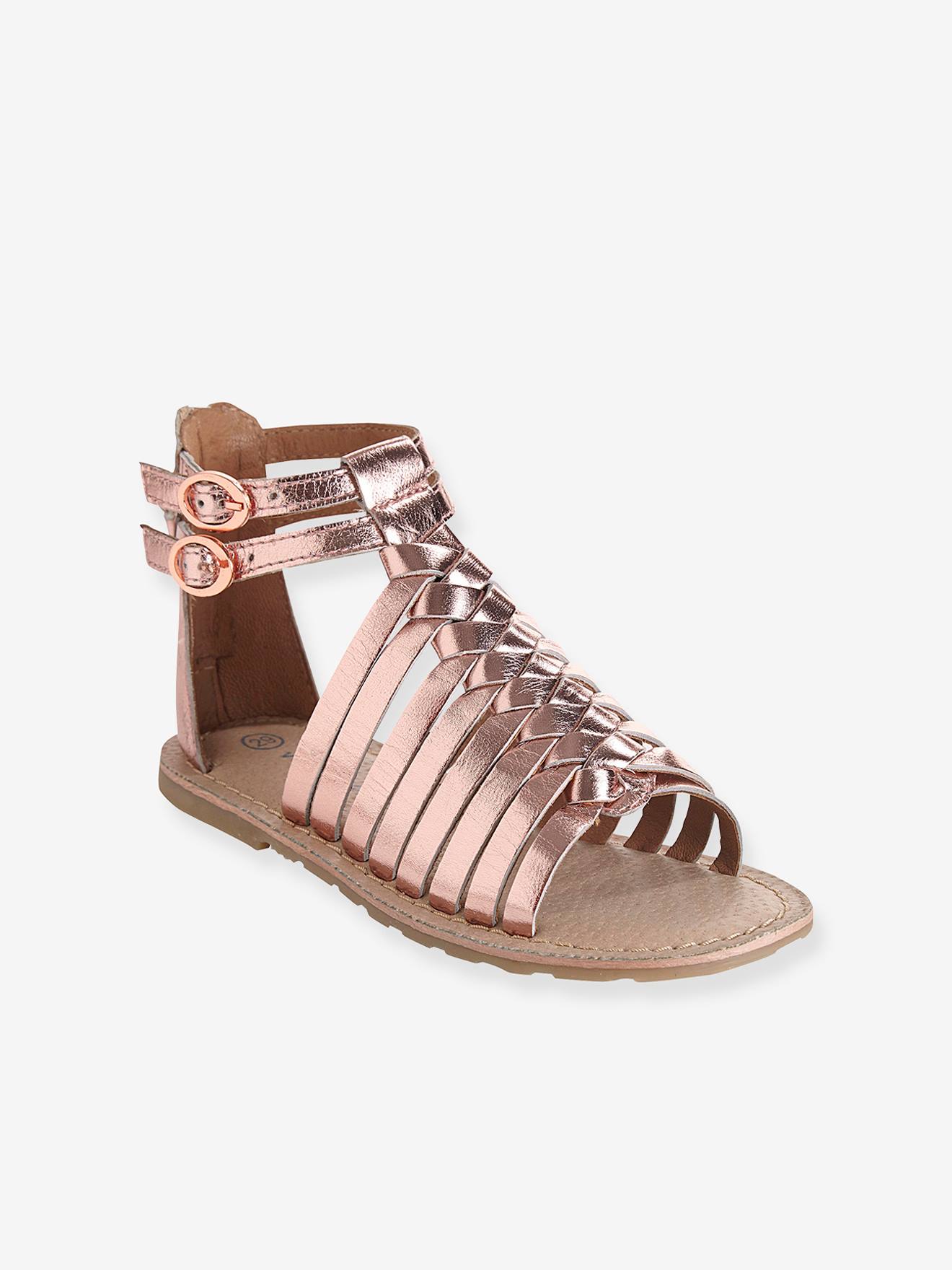 Sandales fille en cuir noir