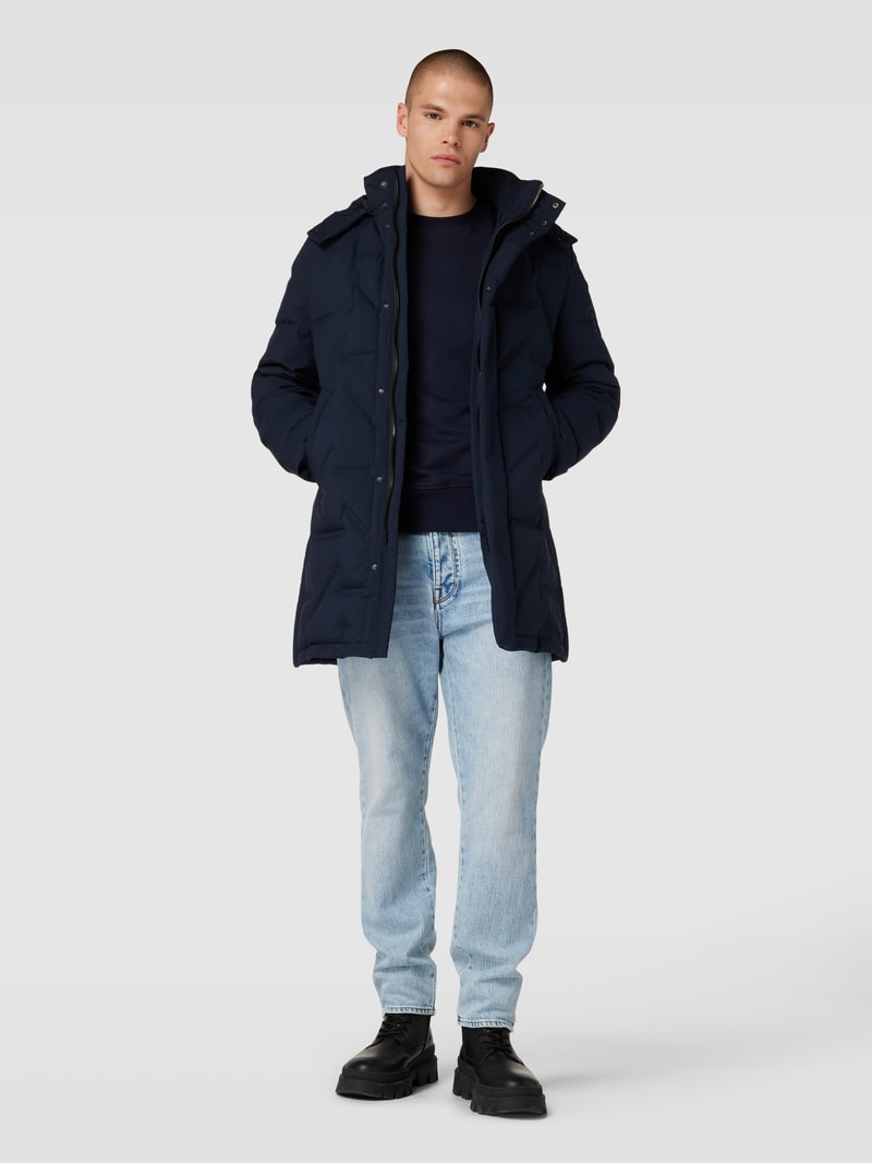 Steppjacke mit abnehmbarer Kapuze in marineblau