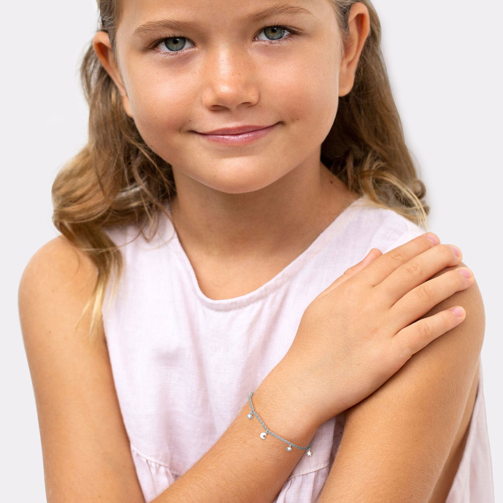 Elli Elli Bracelet Enfants étoile lune pendentif avec cristaux de zirconium en argent  Bracelet