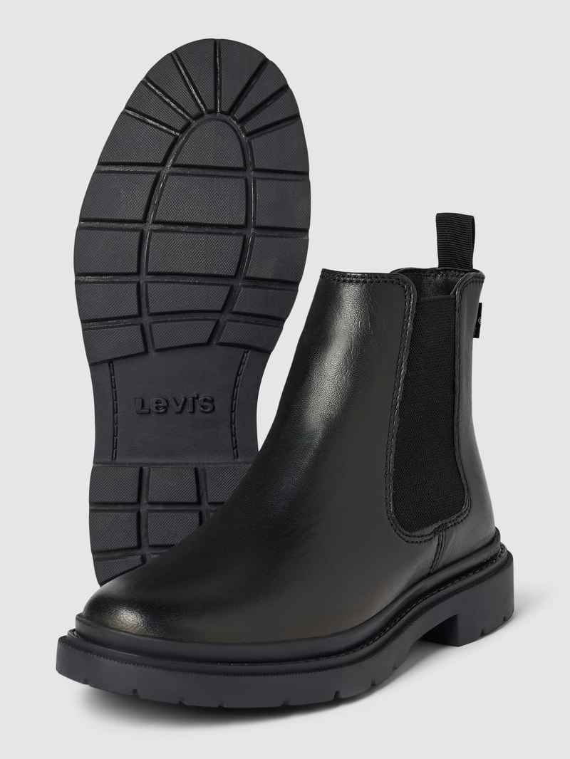 Chelsea Boots aus Leder mit Label-Detail Modell 'TROOPER' in schwarz