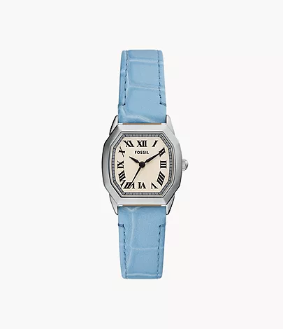 Fossil Uhr Harlow 3-Zeiger-Werk Leder hellblau
