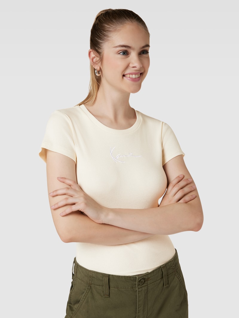 T-Shirt mit Label-Stitching in offwhite