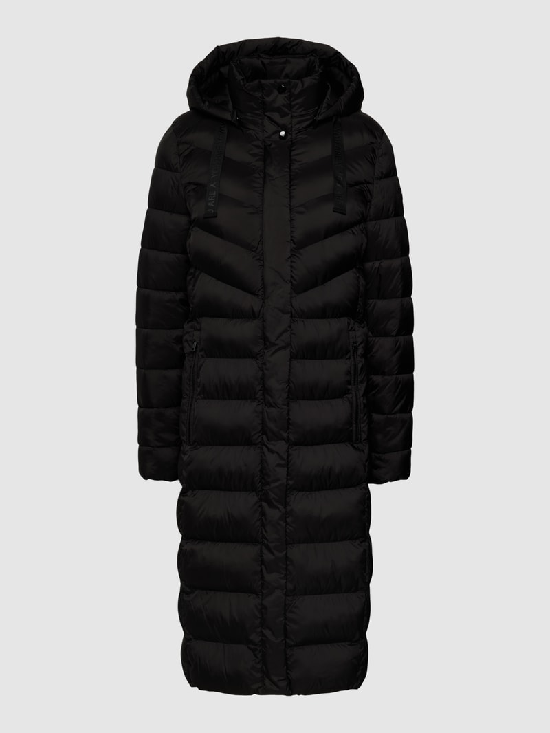 Steppmantel mit Kapuze in schwarz