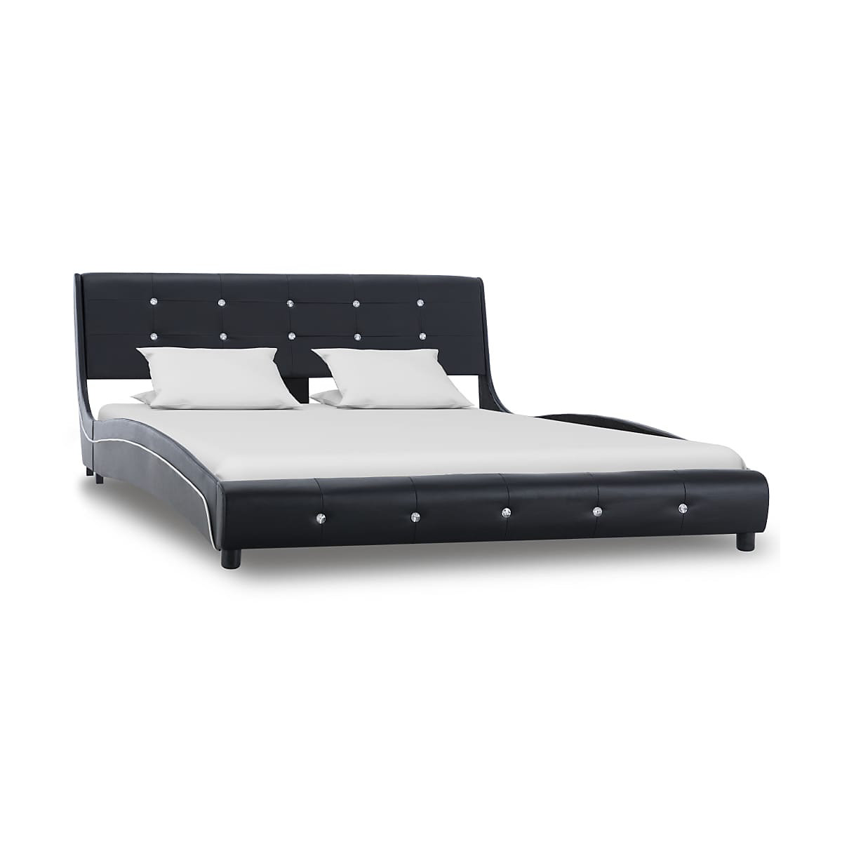 Bett mit Matratze Schwarz Kunstleder 140 x 200 cm Bett
